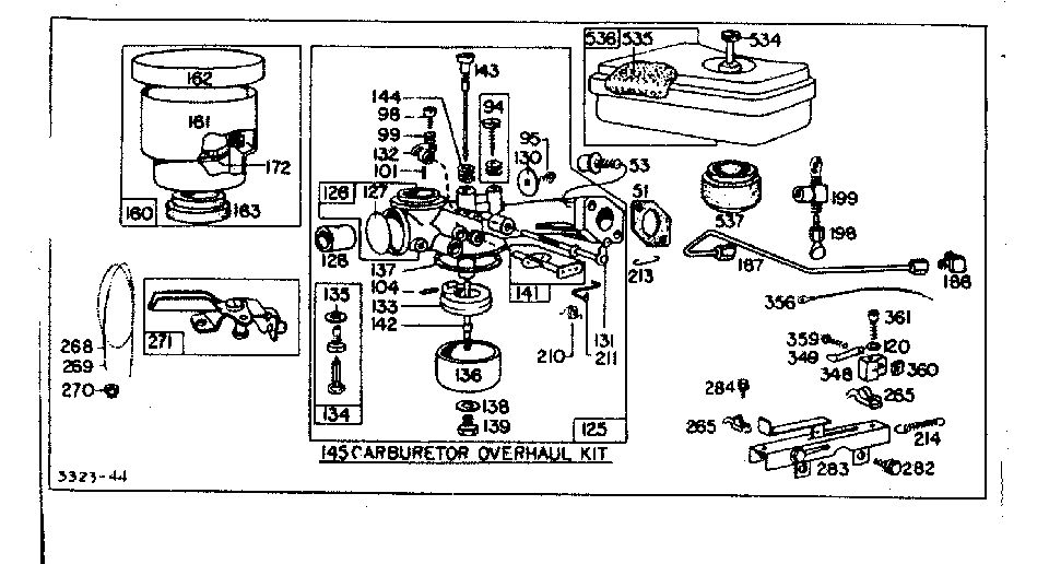 Carburetor Assembly - Choke-A-Matic Diagram and Parts List for 61700-61797 907500 - 907561 Briggs and Stratton Engine